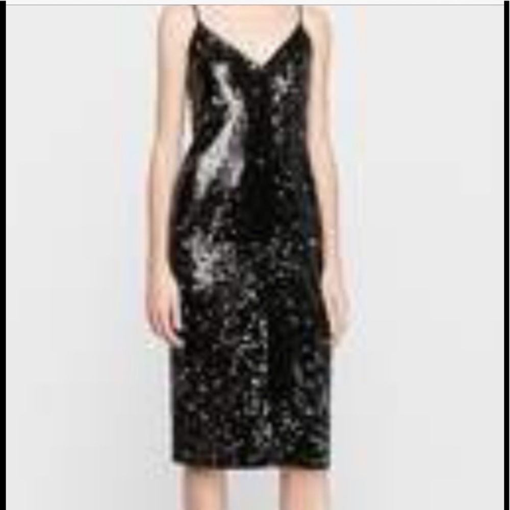 X Carla Black Sequin Slip Dress